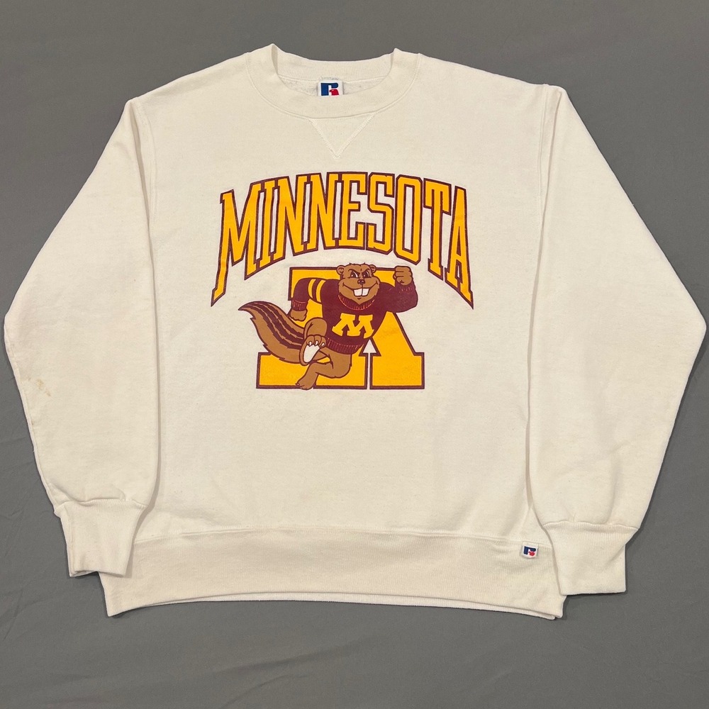 Vintage Russell Athletic Minnesota Golden Gophers Sweatshirt Made in USA M White